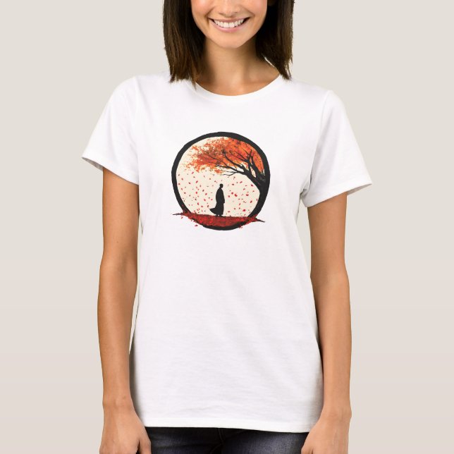 Camiseta Círculo zenano de quietud otoño hojas caídas (Anverso)