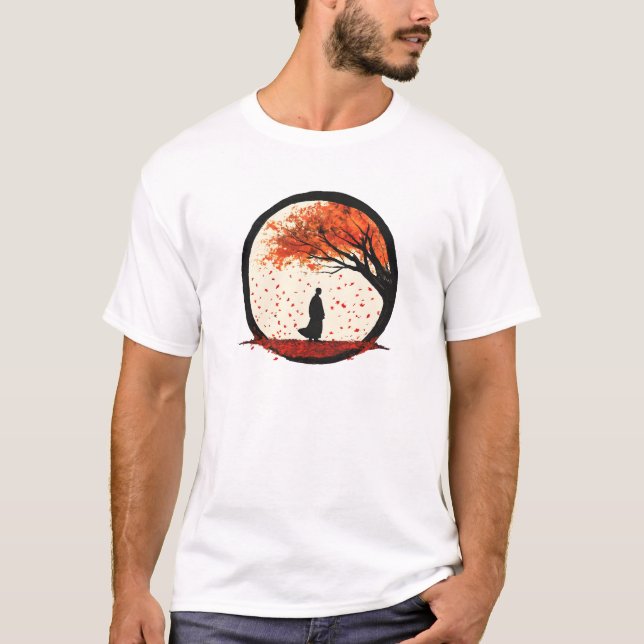 Camiseta Círculo zenano de quietud otoño hojas caídas (Anverso)
