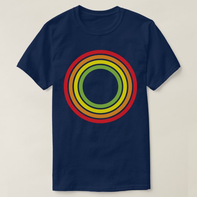 Camiseta círculos retro arco iris (Diseño del anverso)