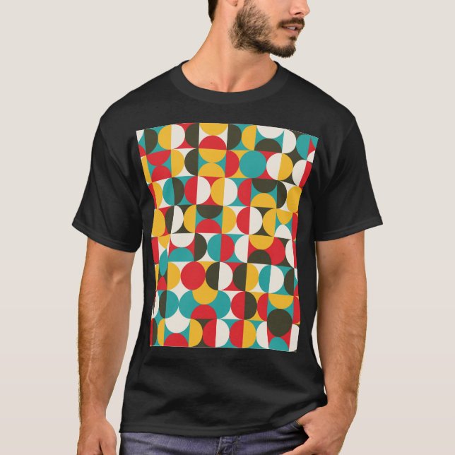 Camiseta Círculos Retro: Colorido Patrón Hipster. (Anverso)