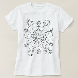 Camiseta - Círculos y estrellas Mandala a color