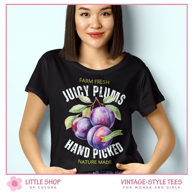 Camiseta Ciruelas Frutas de Estilo Antiguo (Subido por el creador)
