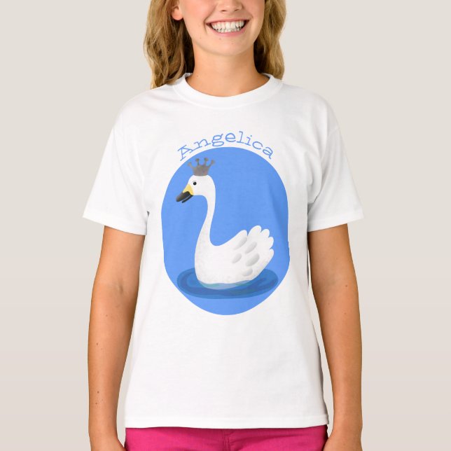 Camiseta Cisne blanco con personalizado de la corona (Anverso)