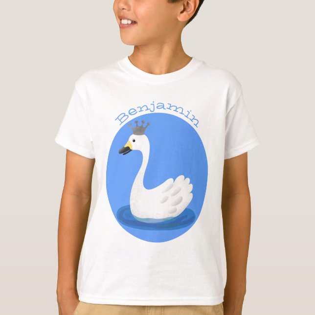 Camiseta Cisne blanco con personalizado de la corona (Anverso)