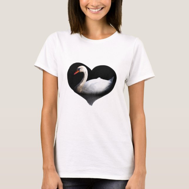 Camiseta cisne blanco sobre negro (Anverso)