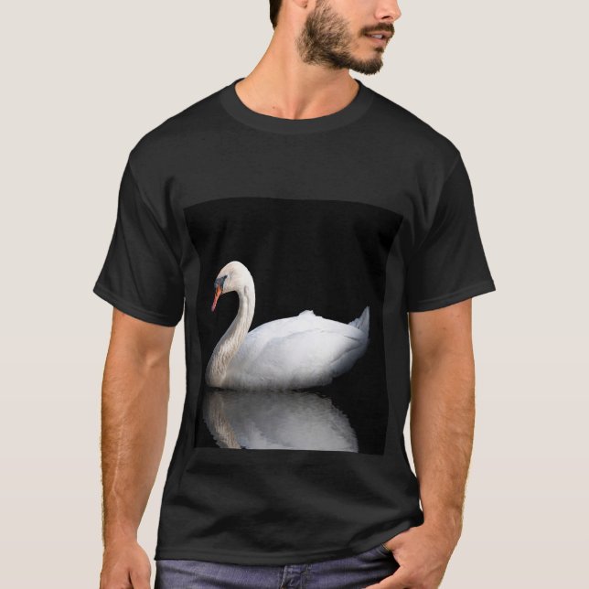 Camiseta cisne blanco sobre negro (Anverso)