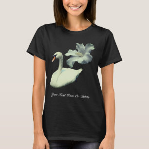 Camiseta Cisne y Flor de Hibisco Blanca Personalizada