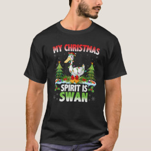 Camiseta Cisnes Usando Sombrero De Papá Noel Mi Espíritu De