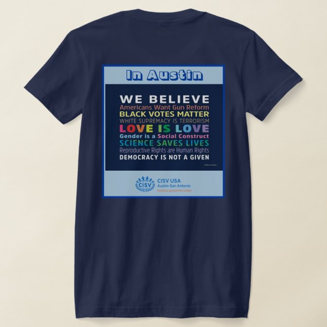 Camiseta CISV Austin para Mujeres por la Paz (Distribución Reverso )