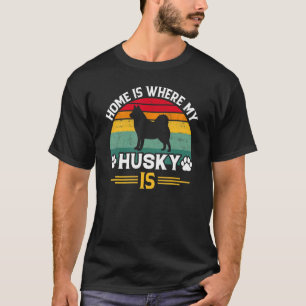 Camiseta Cita a casa es donde mi cosecha siberiana Husky