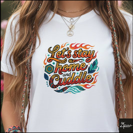 Camiseta Cita Acurrucada Geométrica Tribal Hojas de Fuego