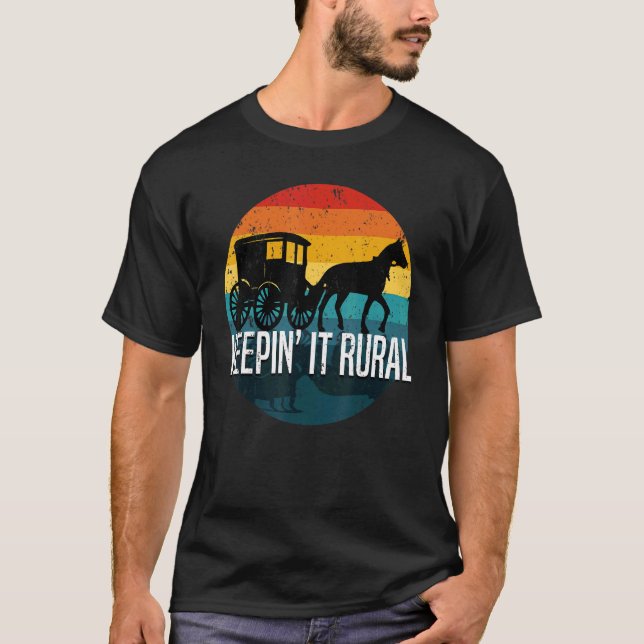 Camiseta Cita Amish Con Caballo Y Buggy Manteniéndolo Real  (Anverso)
