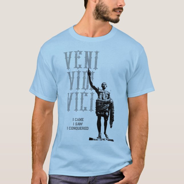 Camiseta Cita César Veni Vidi Vici Mens Azul claro (Anverso)