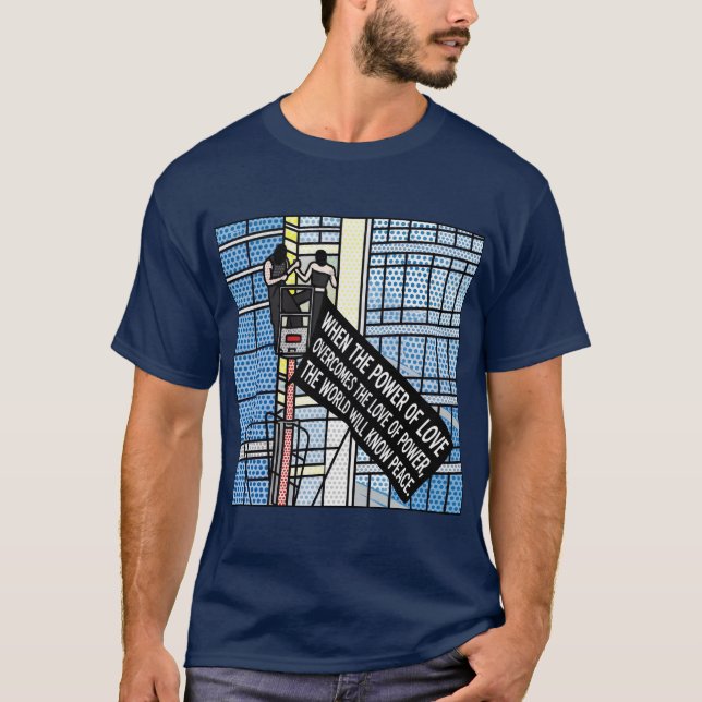 Camiseta Cita Cómica Inspiradora de Paz del Poder del Amor (Anverso)