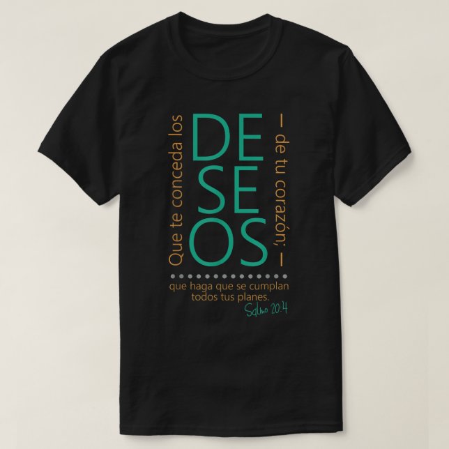 Camiseta Cita cristiana española Salmo 204 (Diseño del anverso)