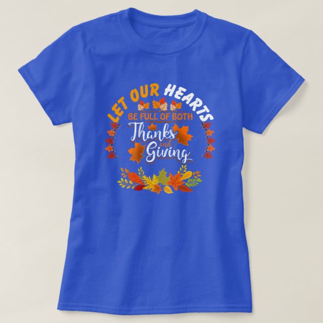 Camiseta Cita de Acción de Gracias: Que nuestros corazones  (Diseño del anverso)