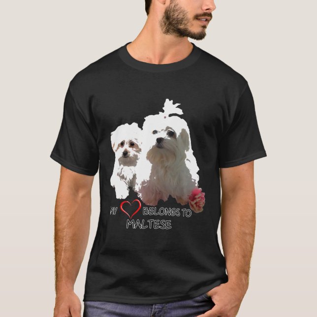 Camiseta Cita de amor para los perros de perro malteses (Anverso)