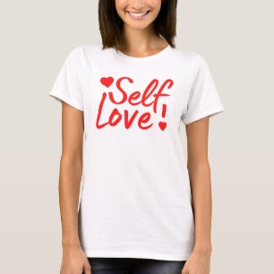 Camiseta Cita de amor propio con corazones
