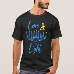 Camiseta Cita de amor y luz de Hanukkah Judío Chanukah Azul