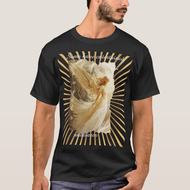Camiseta Cita de ángeles inspiradores, oro, blanco, negro (Anverso)