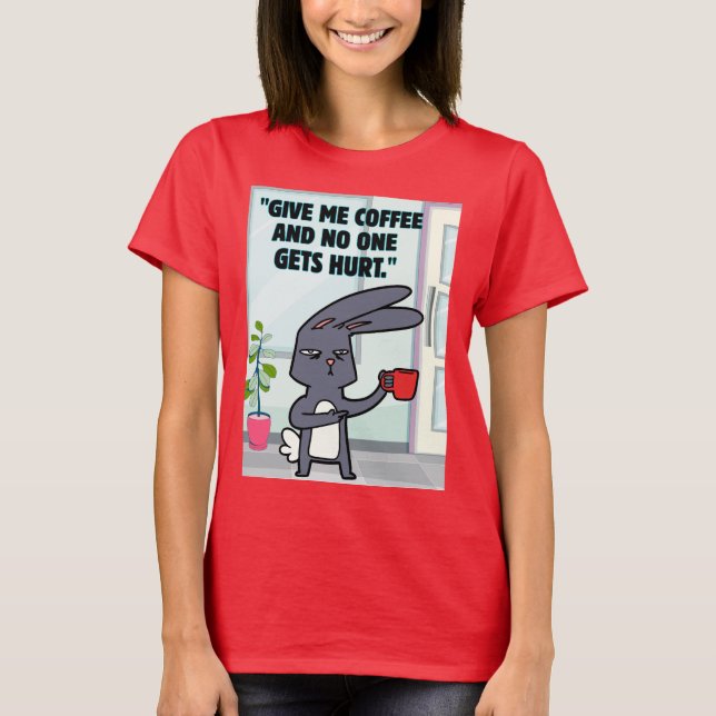 Camiseta cita de café conejo (Anverso)