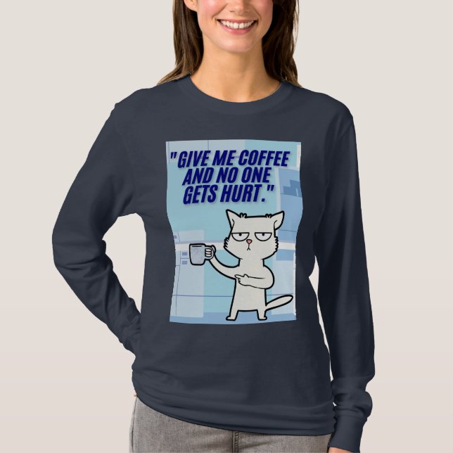 Camiseta cita de café para gatos (Anverso)