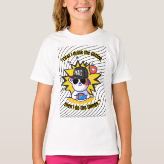 Camiseta cita de café para gatos