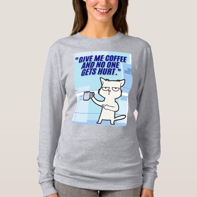 Camiseta cita de café para gatos (Anverso)