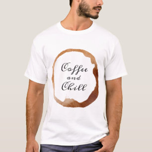 Camiseta Cita de café y frío en un diseño de mancha de café