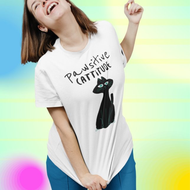 Camiseta Cita de Cattitude optimista para Cat Humor Pun (Subido por el creador)