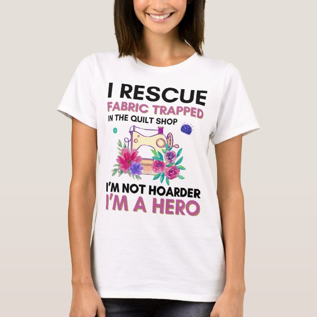 Camiseta Cita de coser divertida máquina de coser floral vi (Anverso)