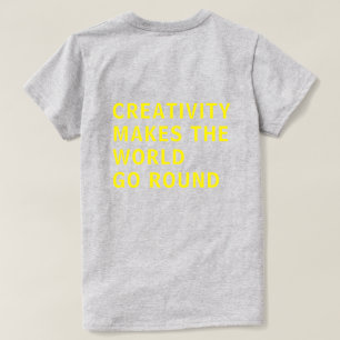 Camiseta Cita de creatividad tipografía amarilla de vuelta