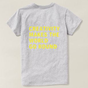 Camiseta Cita de creatividad tipografía amarilla de vuelta 