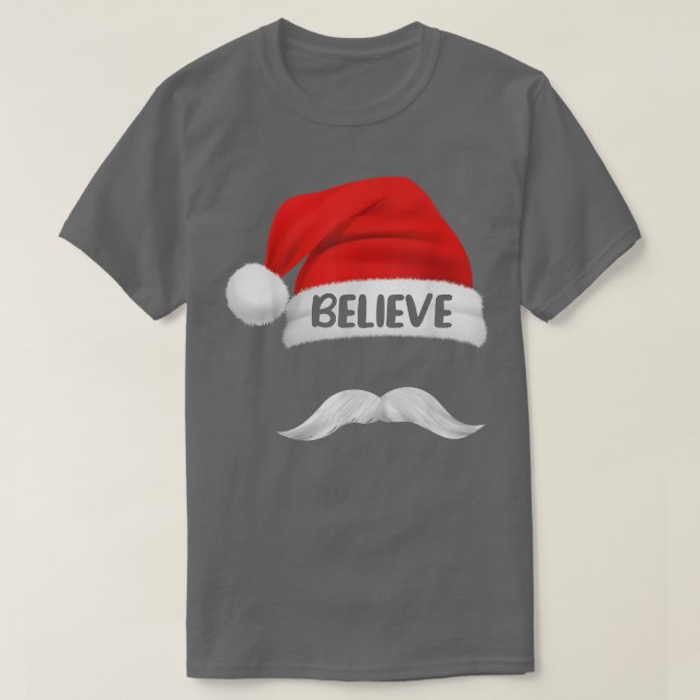 Camiseta Cita de creencia sobre bigote de Santa Hat para ho (Diseño del anverso)