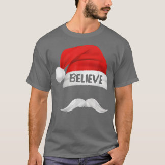 Camiseta Cita de creencia sobre bigote de Santa Hat para ho