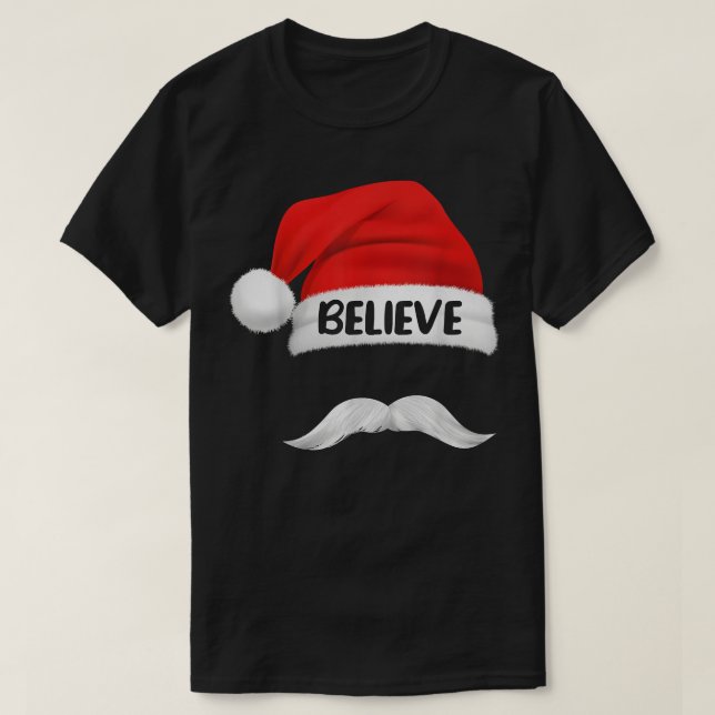 Camiseta Cita de creencia sobre bigote de Santa Hat para ho (Diseño del anverso)