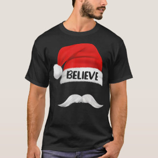 Camiseta Cita de creencia sobre bigote de Santa Hat para ho