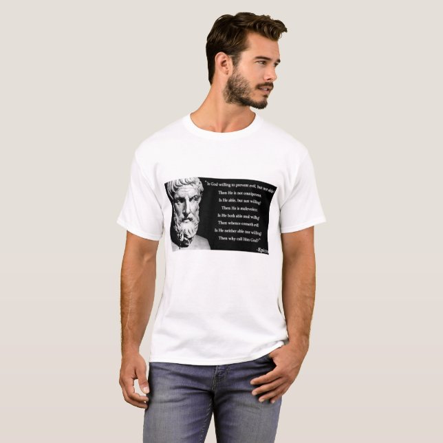 Camiseta Cita de dios de Epicurus (Anverso completo)