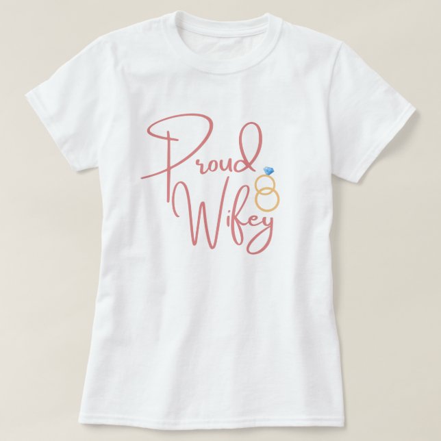 Camiseta Cita de esposa Orgullosa Esposa Boda Anillo Matrim (Diseño del anverso)