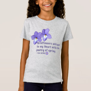 Camiseta Cita de flores silvestres violetas de pie de pájar