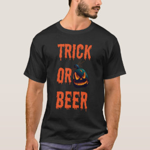Camiseta Cita de Halloween de Truco o Cerveza