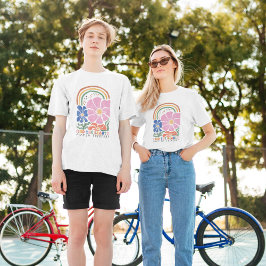 Camiseta Cita de inspiración del arcoiris floral retro boho