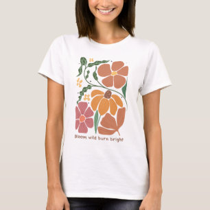 Camiseta Cita de inspiración floral de retro boho