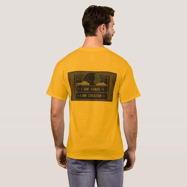 Camiseta Cita de la diosa Nyx - Soy caos, soy creación (Reverso completo)