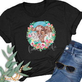 Camiseta Cita de la vida agrícola Familia Cordero de vacas 