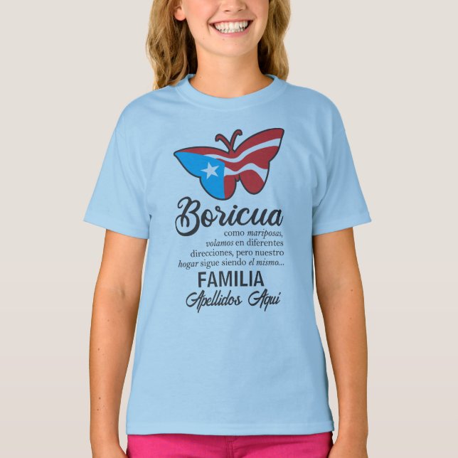 Camiseta Cita de mariposa de bandera de nombre de familia d (Anverso)