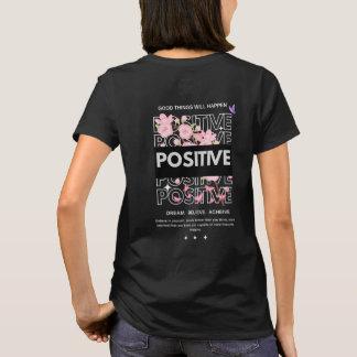 Camiseta Cita de Mentalidad Positiva con Flor de Cerezo