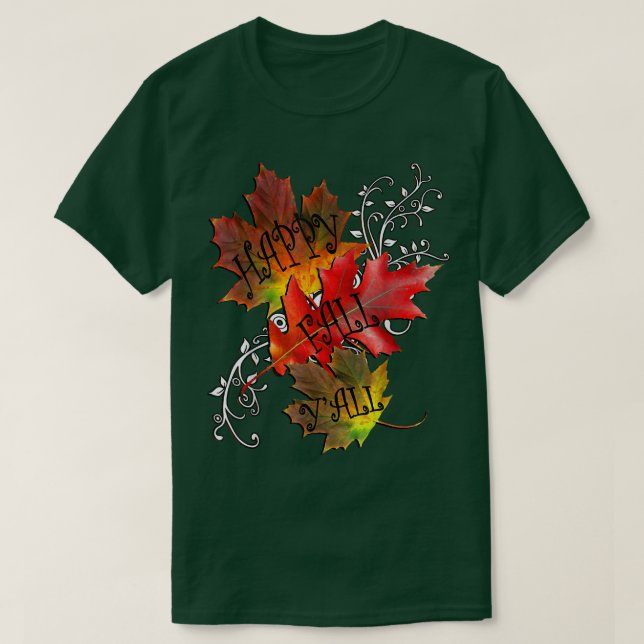 Camiseta Cita de otoño Feliz otoño, caída de hojas de patró (Diseño del anverso)