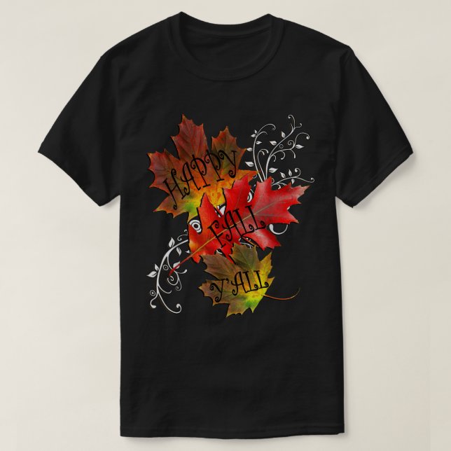 Camiseta Cita de otoño Feliz otoño, caída de hojas de patró (Diseño del anverso)