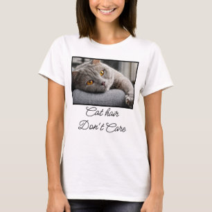 Camiseta Cita de Pelo de Gato No Importa Foto personaliza